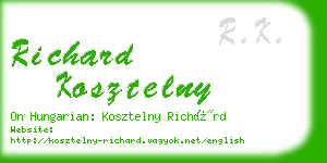 richard kosztelny business card